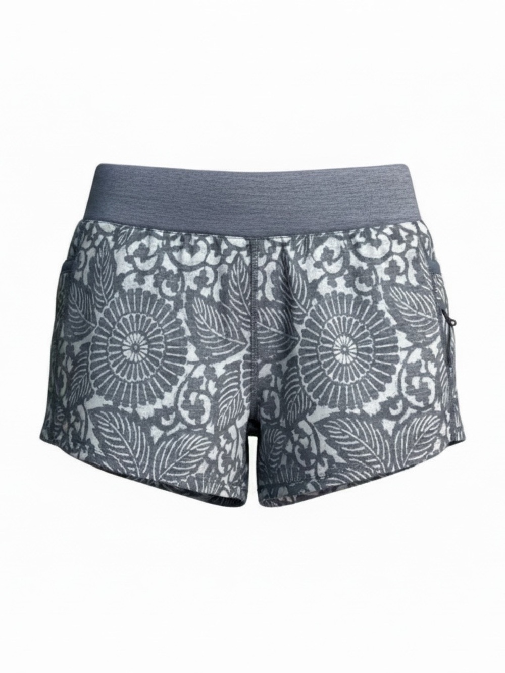 Lululemon Grey & White Floral Athletic Shorts Size 4 Activewear Running Yoga